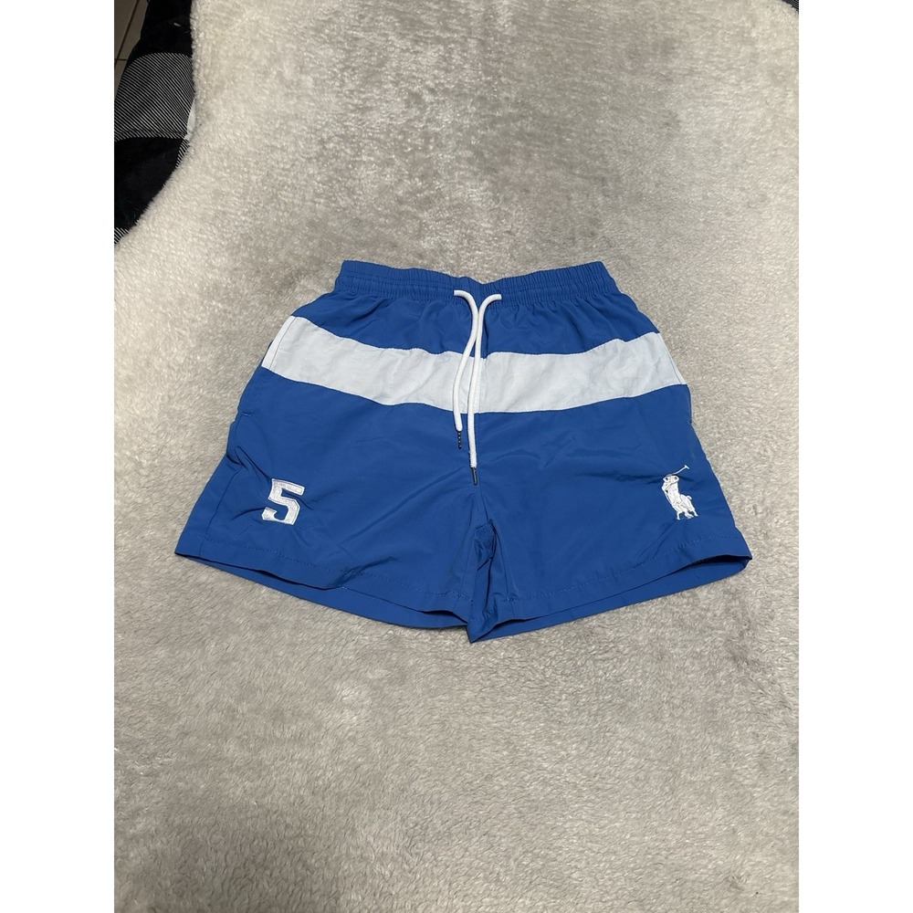 Vintage Polo Ralph Lauren Boys Large Blue Swim Shorts Lined Pony #5